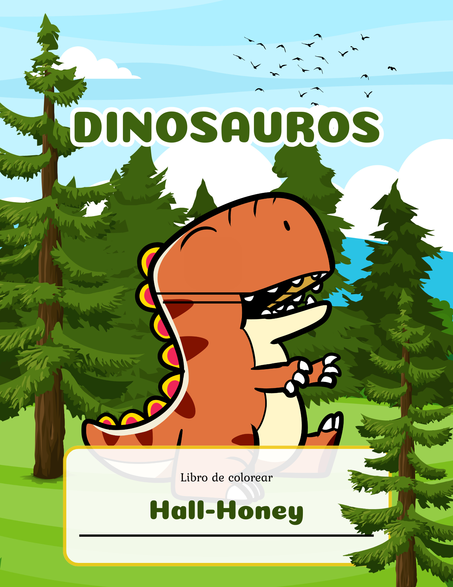 Libro de dinosaurio digital para colorear para niños de edades de 4-8