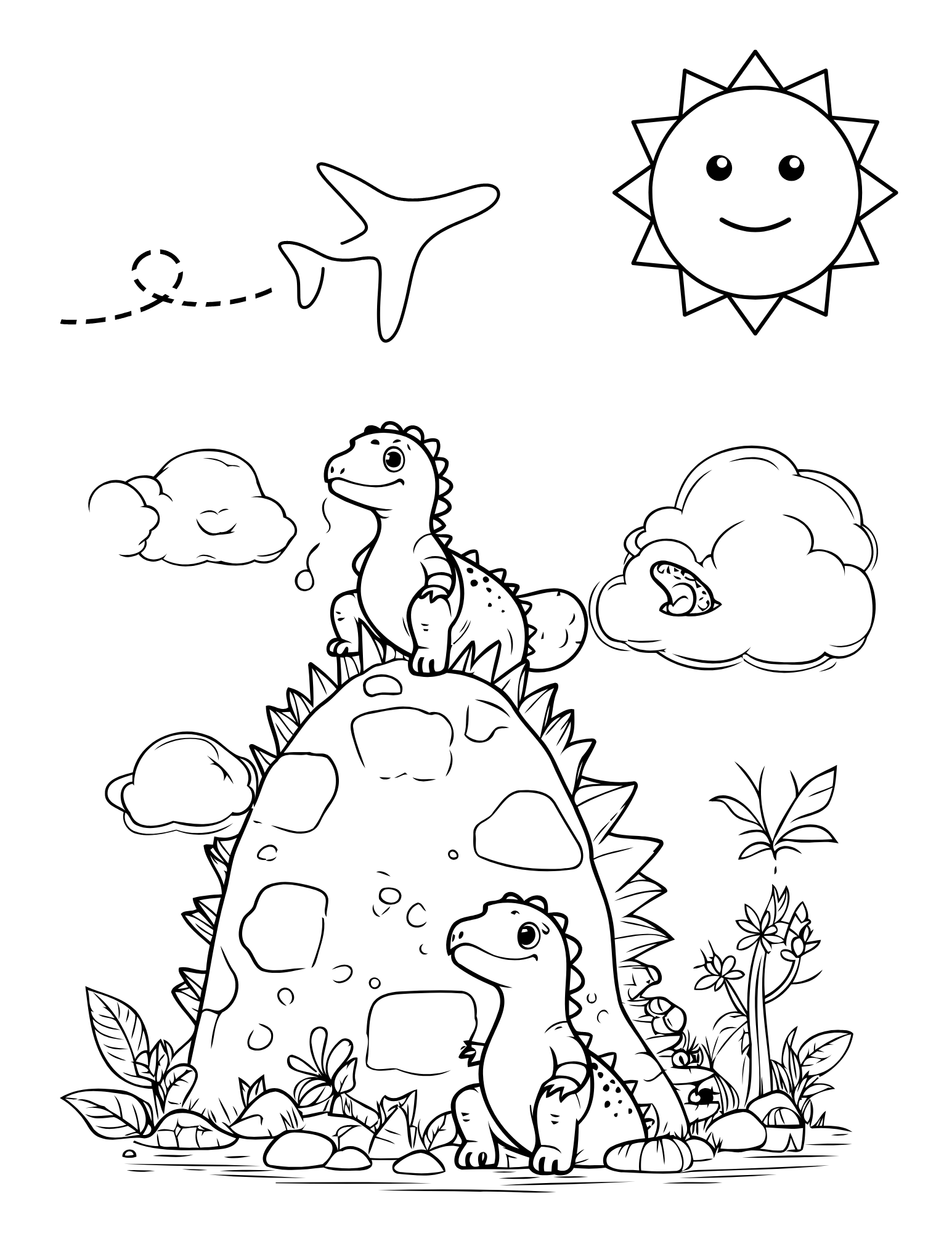 Libro de dinosaurio digital para colorear para niños de edades de 4-8