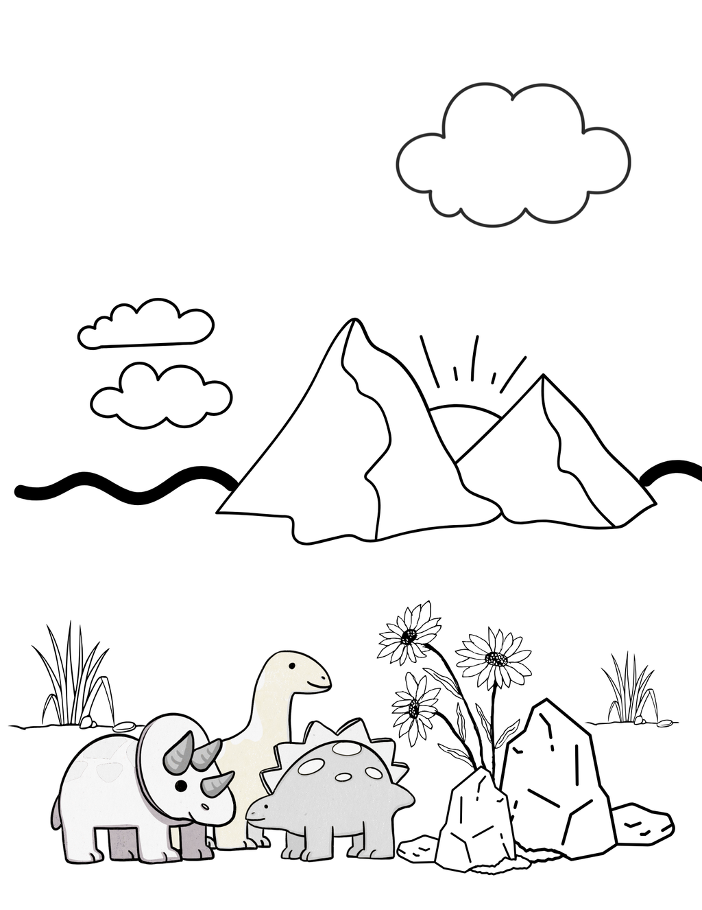 Libro de dinosaurio digital para colorear para niños de edades de 4-8