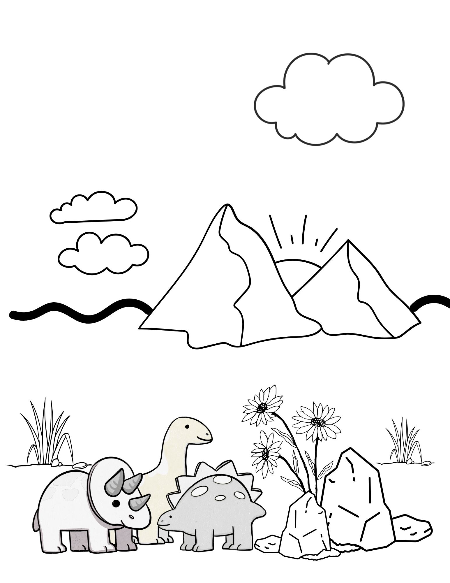 Libro de dinosaurio digital para colorear para niños de edades de 4-8