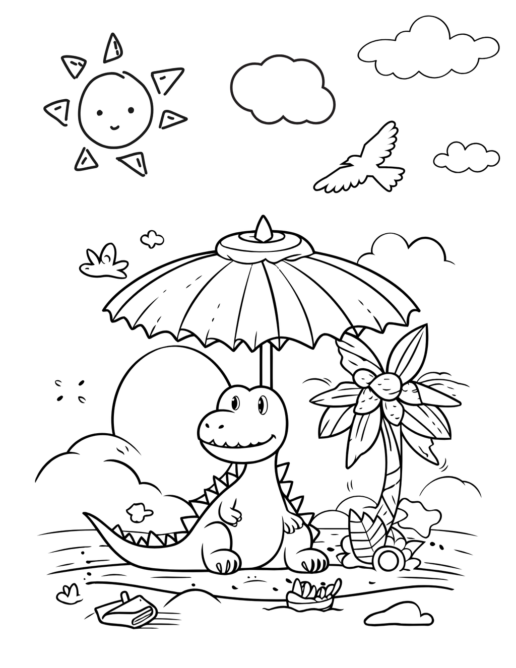 Libro de dinosaurio digital para colorear para niños de edades de 4-8