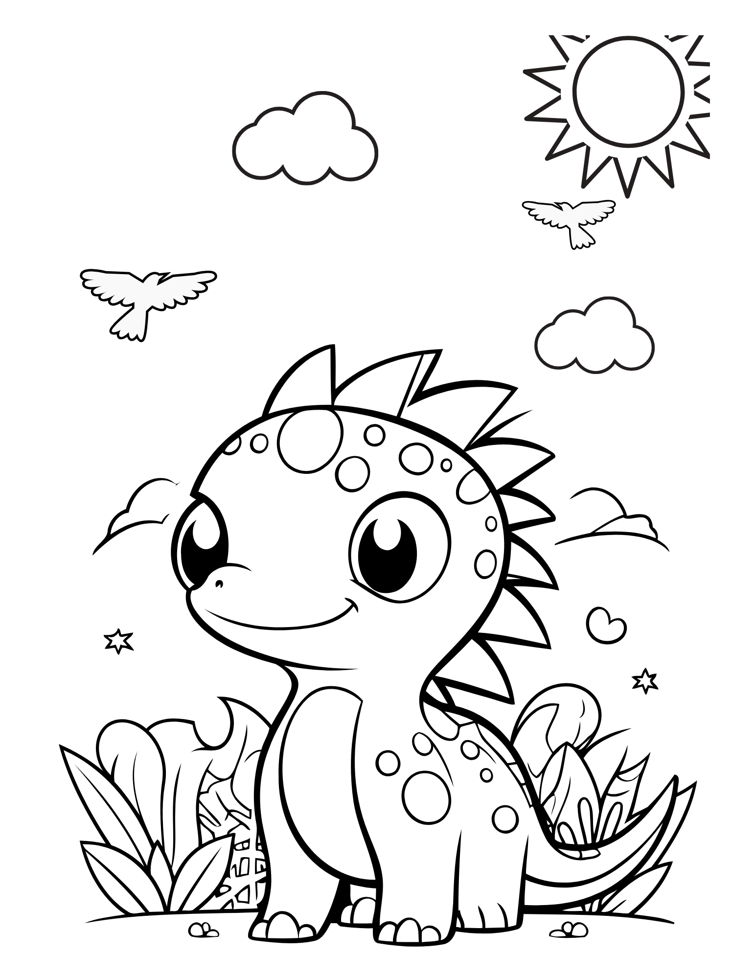 Libro de dinosaurio digital para colorear para niños de edades de 4-8